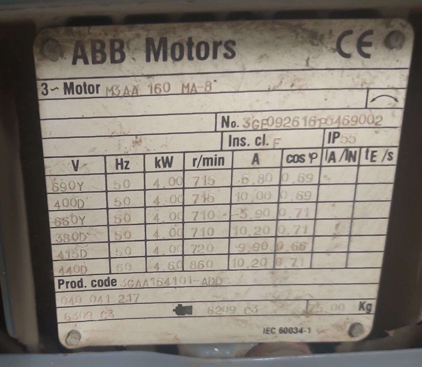 Електродвигун трифазний АВВ 4 кВт