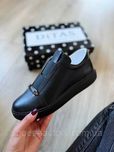 Шкіряні жіночі кеди на гумці Ditas, Чорний Код 114 Black