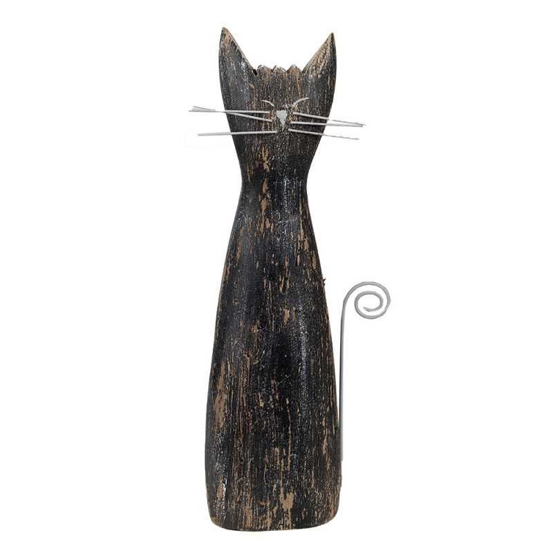 Kot czarny drewniany z metalowym ogonkiem h31cm.