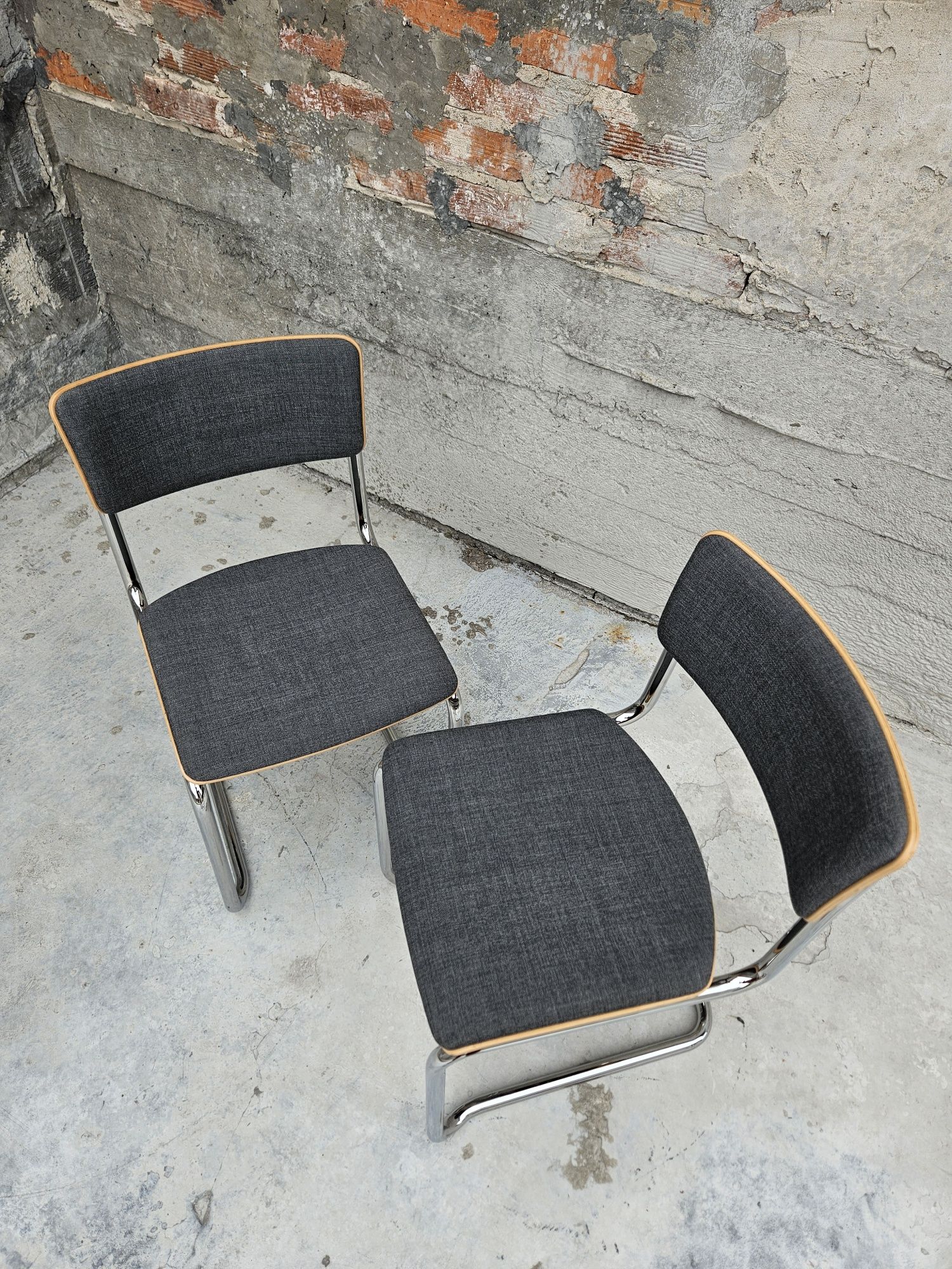 Zestaw Krzeseł thonet S43 PV bauhaus chrom modern loft