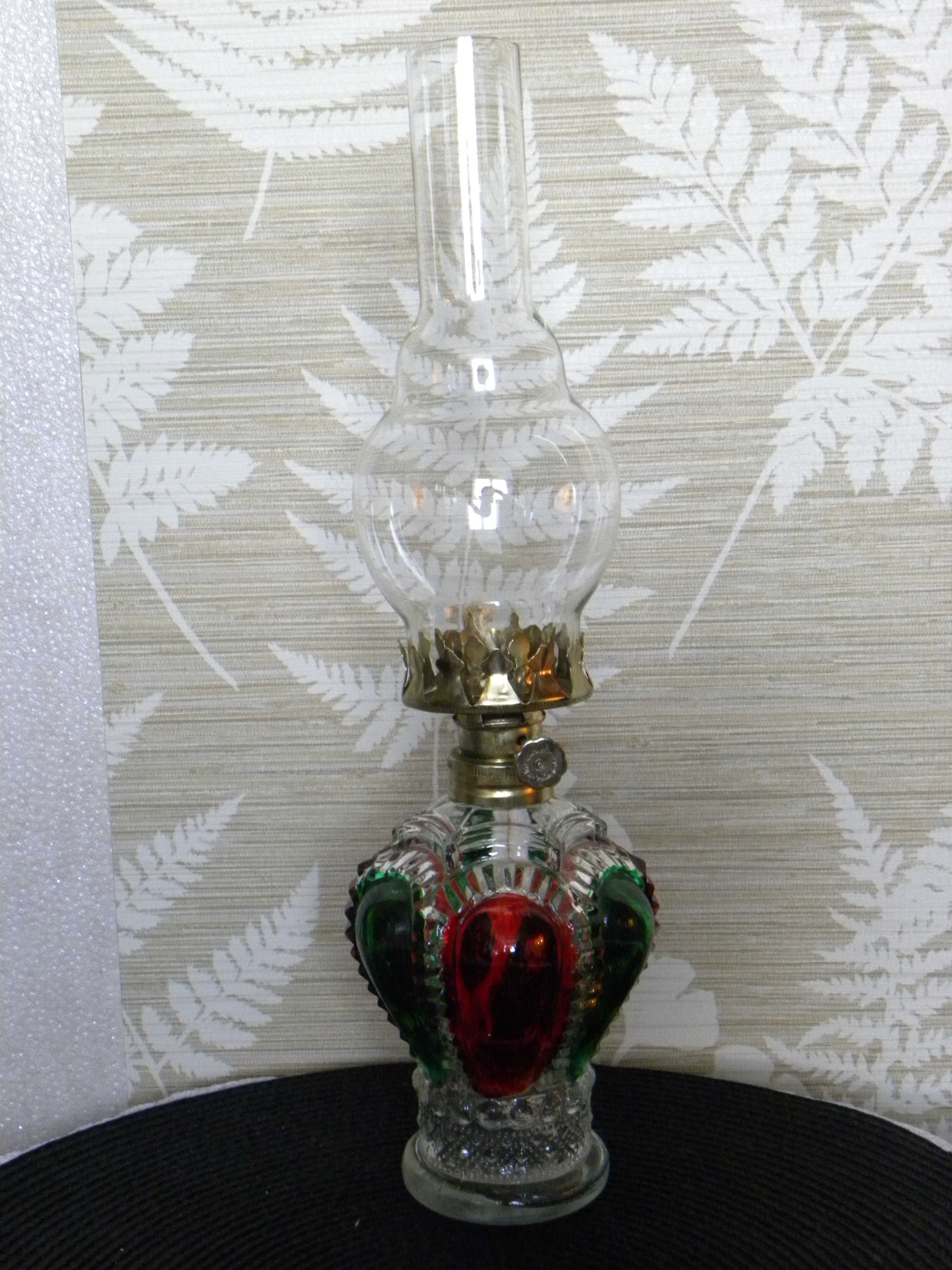 Szklana kolorowa stołowa lampa lampka naftowa