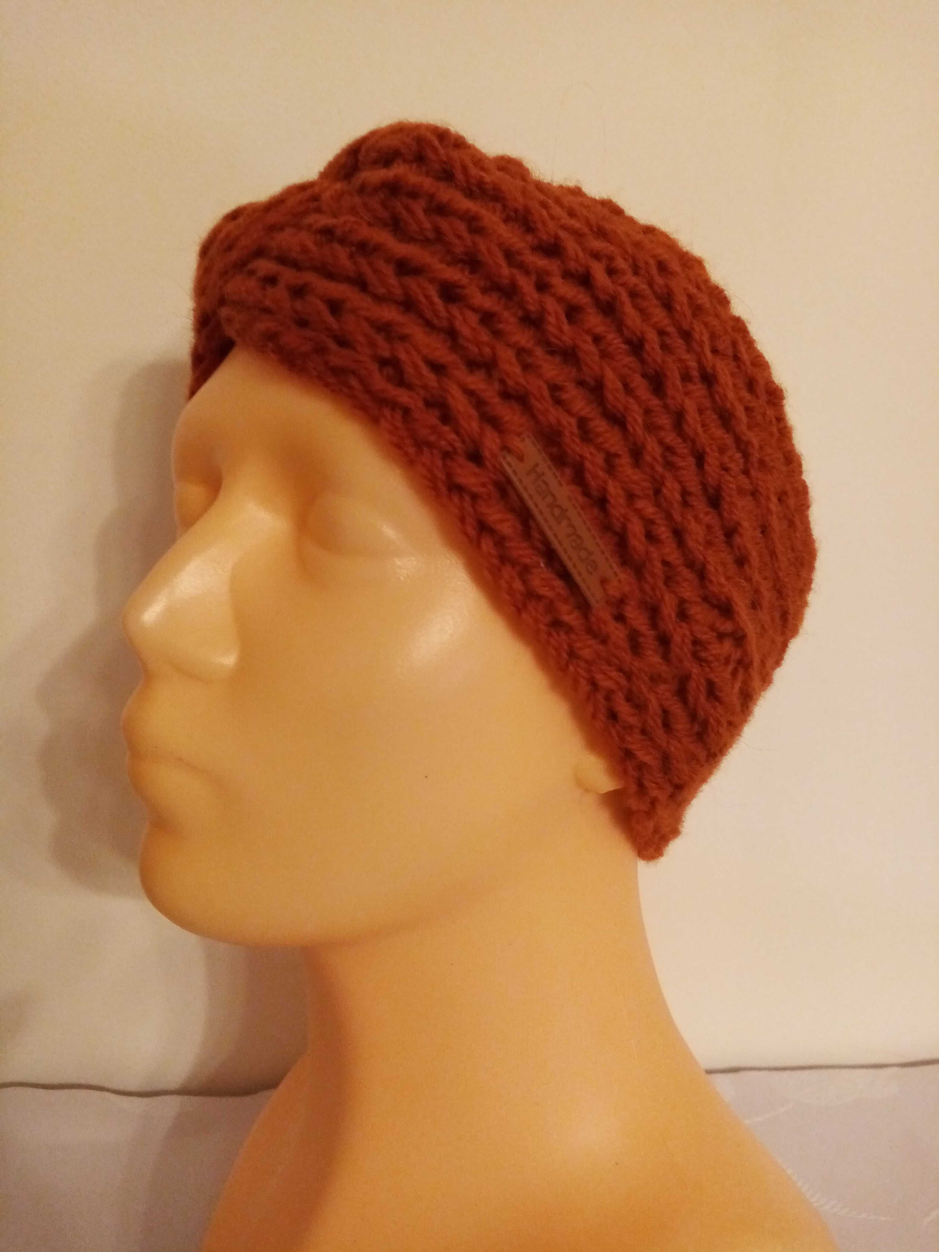 Szeroka opaska na głowę; turban; rękodzieło