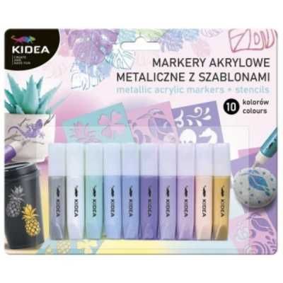 Markery akrylowe metaliczne 10 kolorów KIDEA