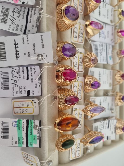 Золотое кольцо с рубином аметистом  ссср