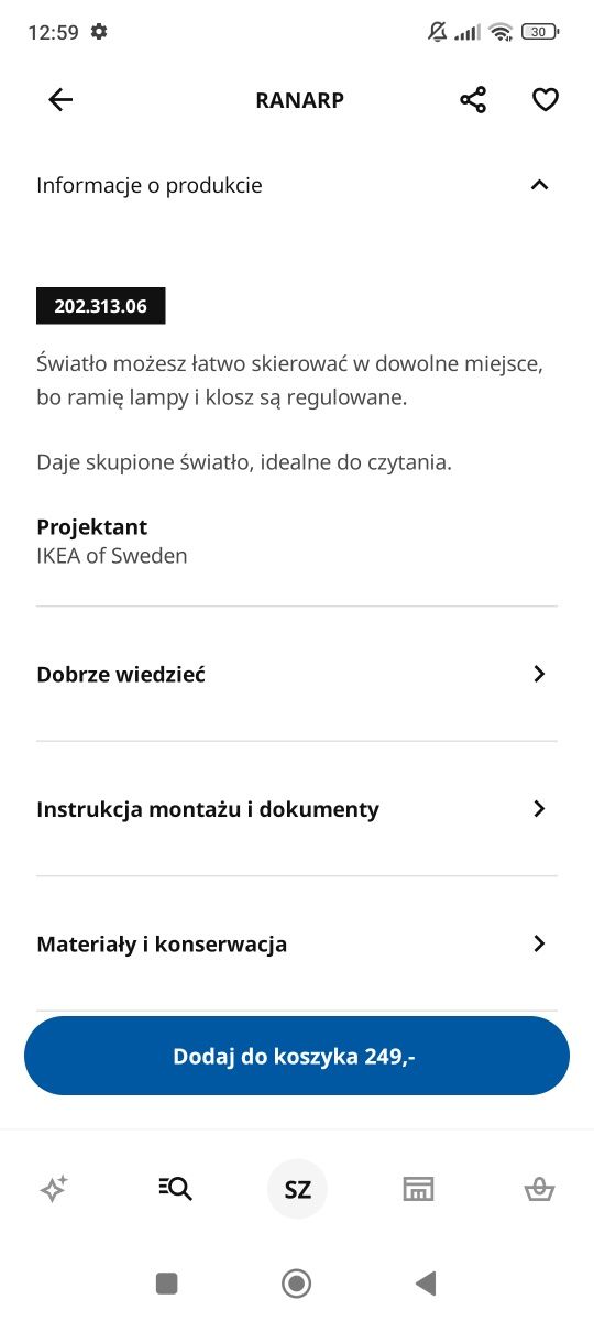 Lampa Ranarp Ikea