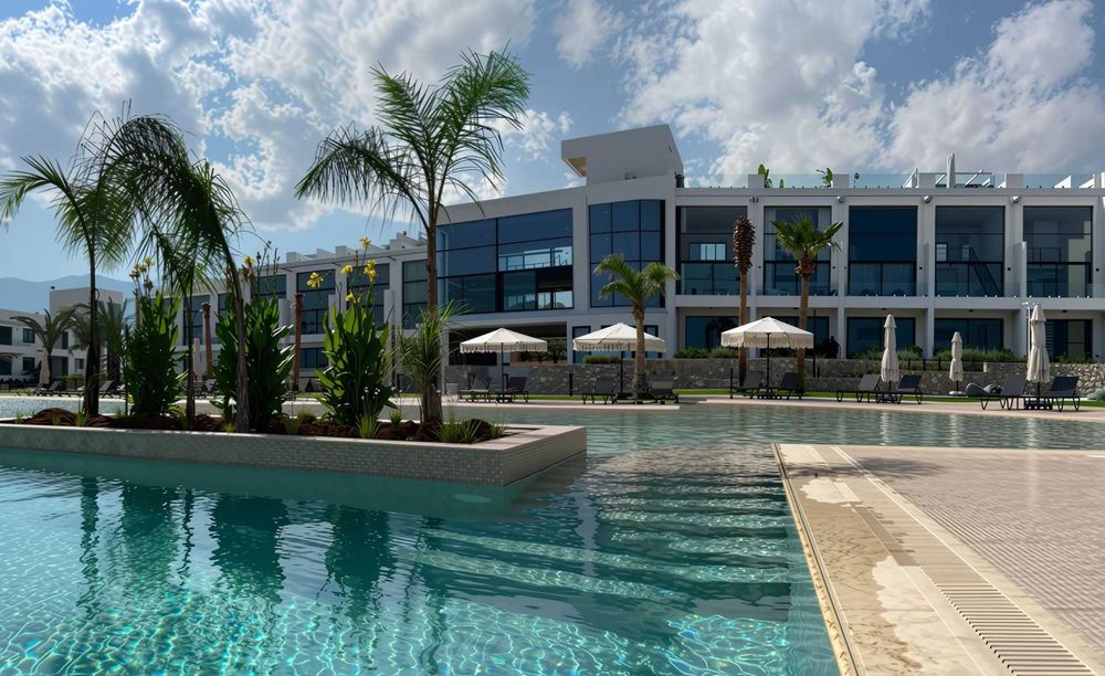 Студия 45м² с террасой 8м² в 250м от пляжа с мебелью и техникой Кипр