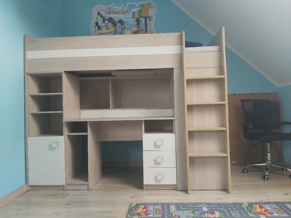 Łóżko z biurkiem piętrowe