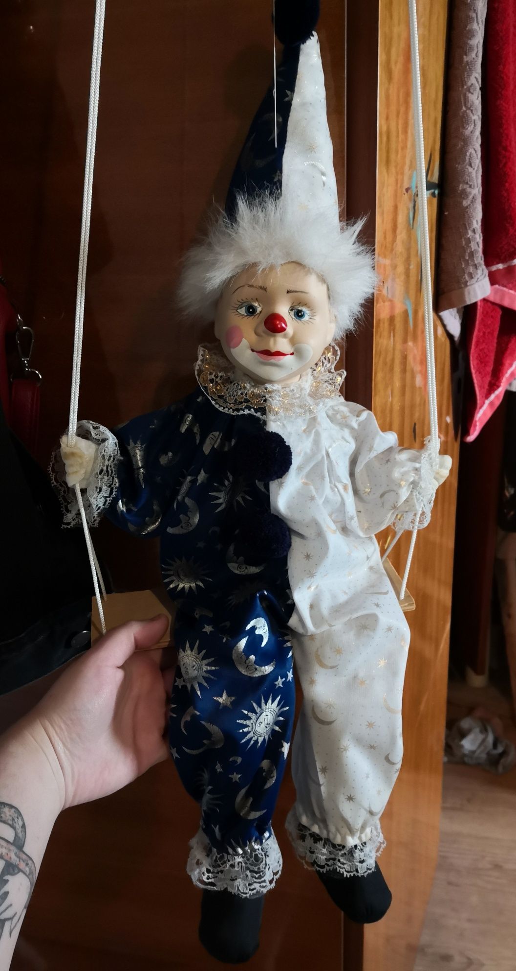Stara duża lalka pajacyk klaun prl porcelanowa stary duży porcelana