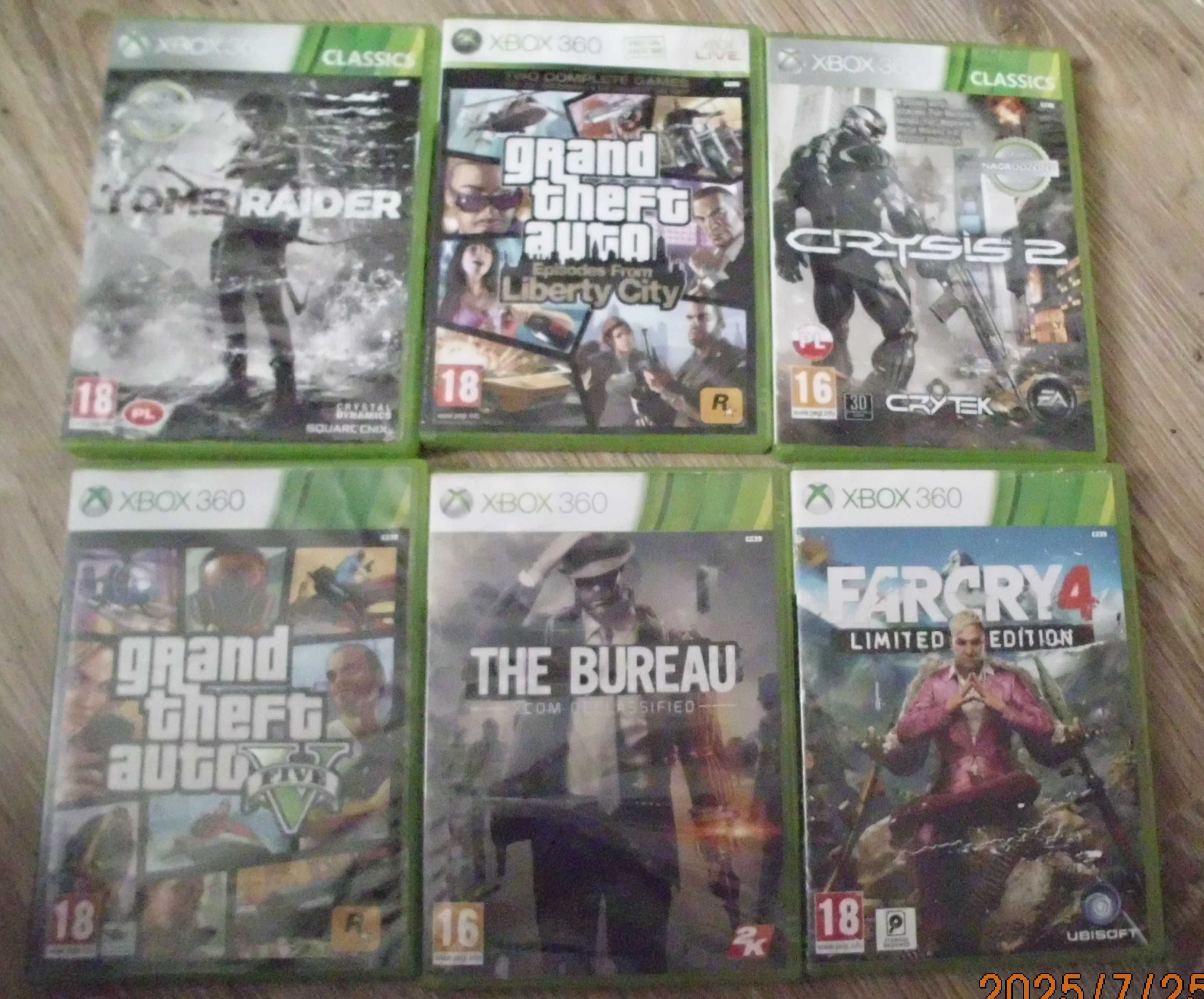 xbox 360 gry całość 7 sztuk cena 65zł...