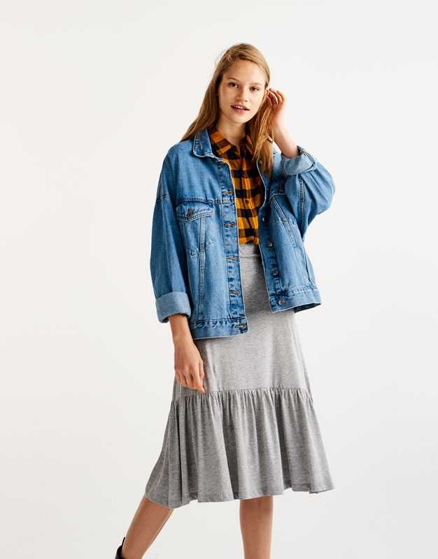 серая юбка миди  pull&bear xs - s