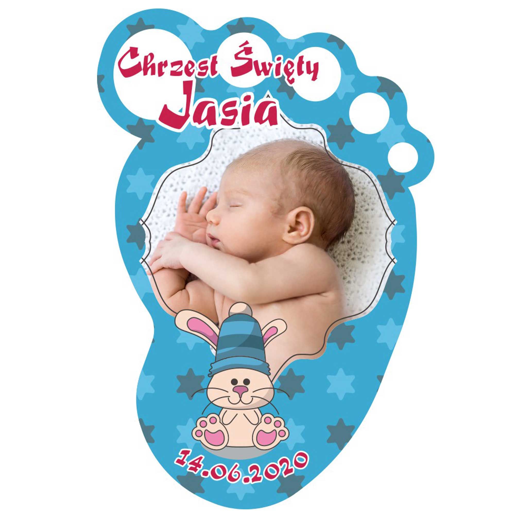 Magnes Stópka personalizowane podziękowania dla gości Chrzest Roczek