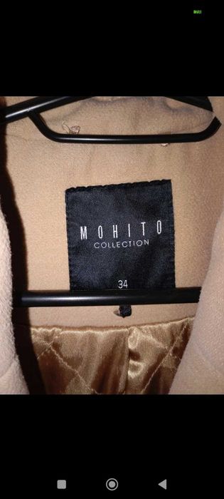 Mohito Płaszcz jesienno zimowy beżowy XS/34