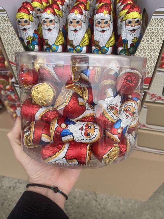 Новорічні шоколадні Дід Морози 750г(50 шт) / шоколадні Дід Морози