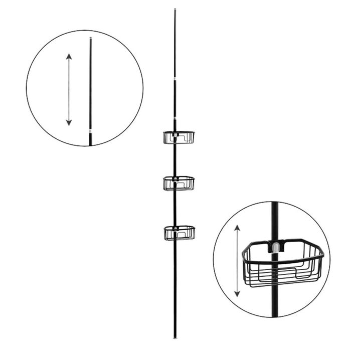 NAROŻNA PÓŁKA POD PRYSZNIC do łazienki *nowa* teleskopowa regulowana