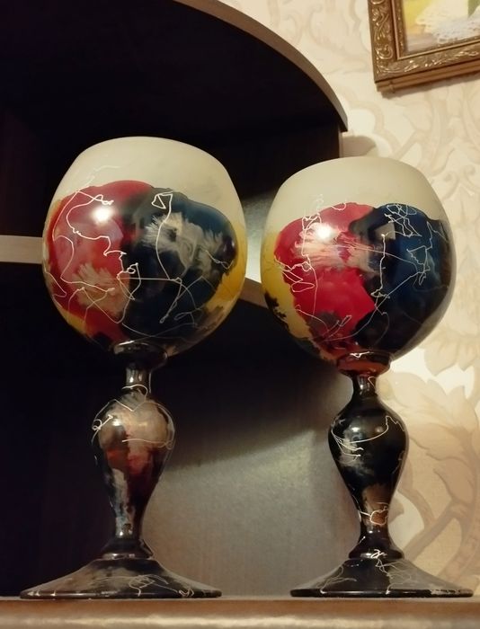 Винные бокалы ручная работа  2 шт