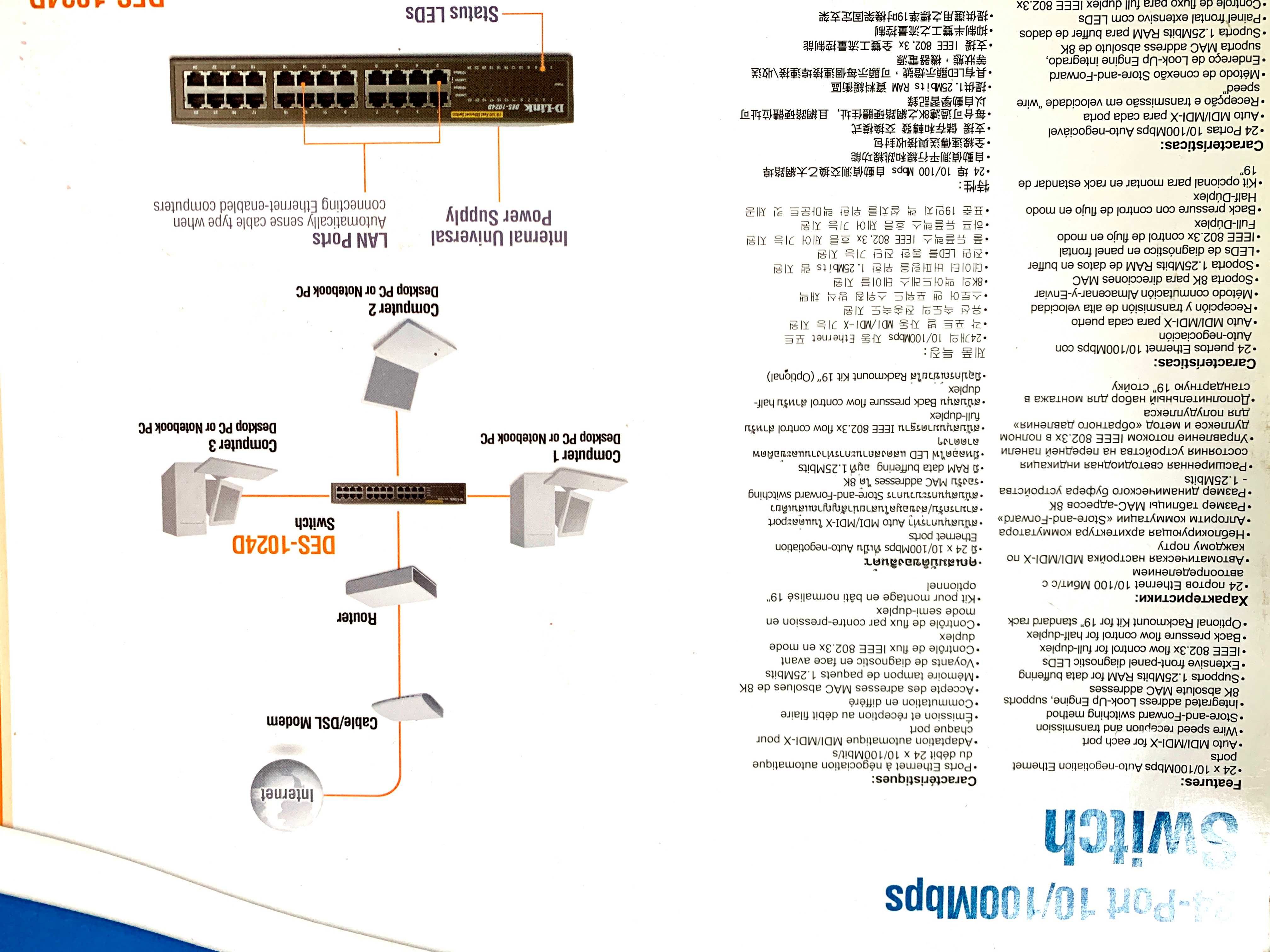 Комутатор D-Link DES-1024D на 24 порти