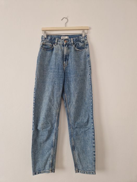 Jasnoniebieskie Bawełniane Mom Jeans