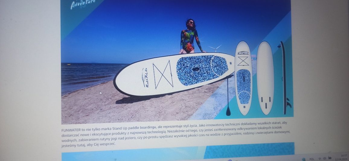 Okazja nadmuchiwana deska SUP paddleboard  Feath- R-Lite  nietrafiony