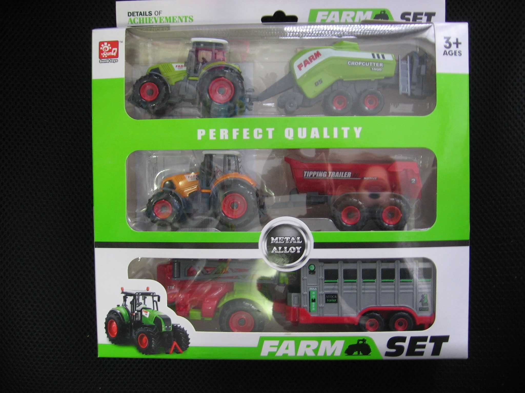 Zestaw traktorów z przyczepami, maszyny rolnicze 3+. Nowe