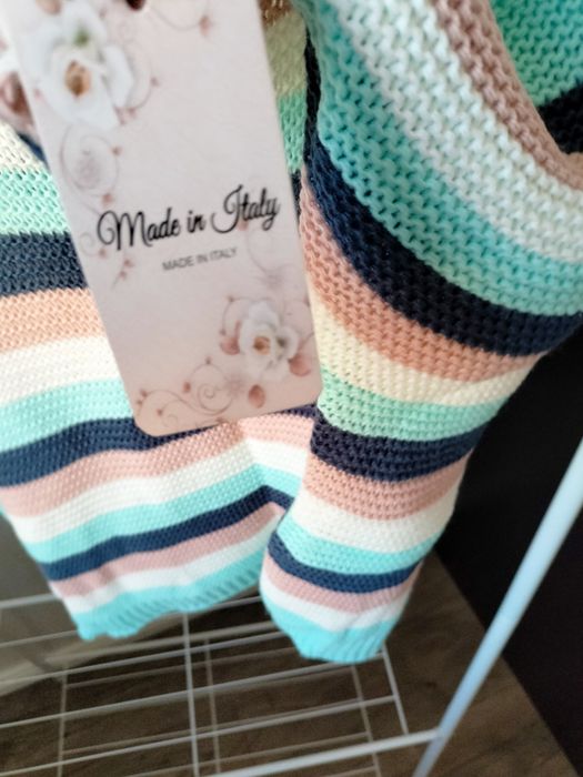 Sweter ażurowy pasy multikolor nietoperz uni S-2XL