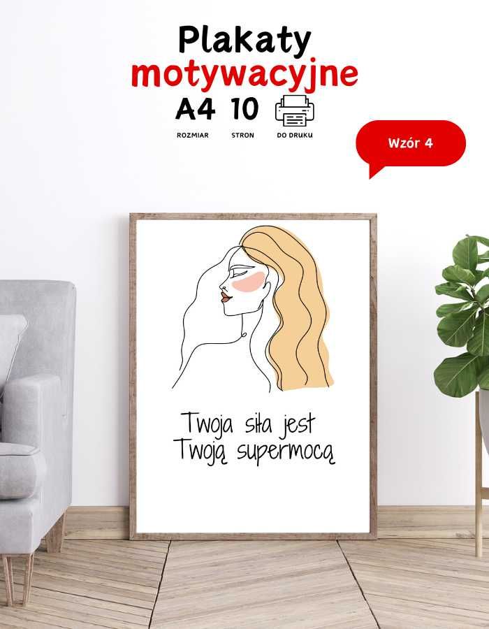 Plakaty motywacyjne na ścianę Line ART do biura A4 do druku