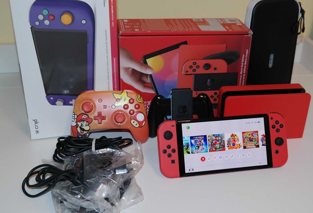 Nintendo Switch Oled Mario, 256 GB przeróbka Kamikaze CFW + Dodatki