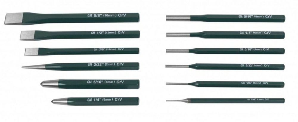 Набір пробійникіа та зубил GUT MECHANIC 12 ШТ PPS10012м набор зубил