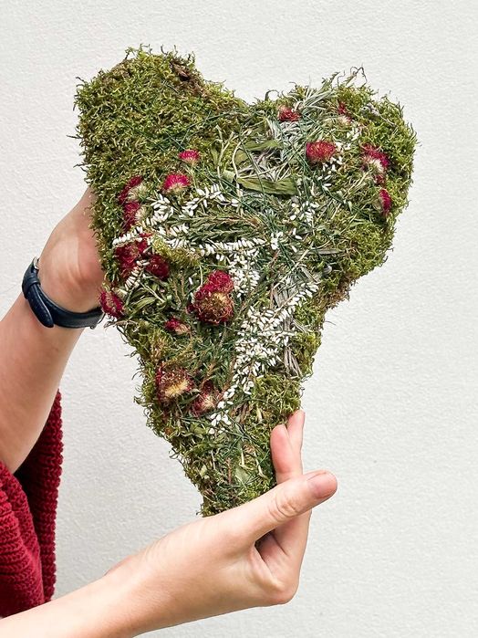 Ozdoba jesienna do domu SERCE Z NATURALNEGO MCHU - pachnie lasem