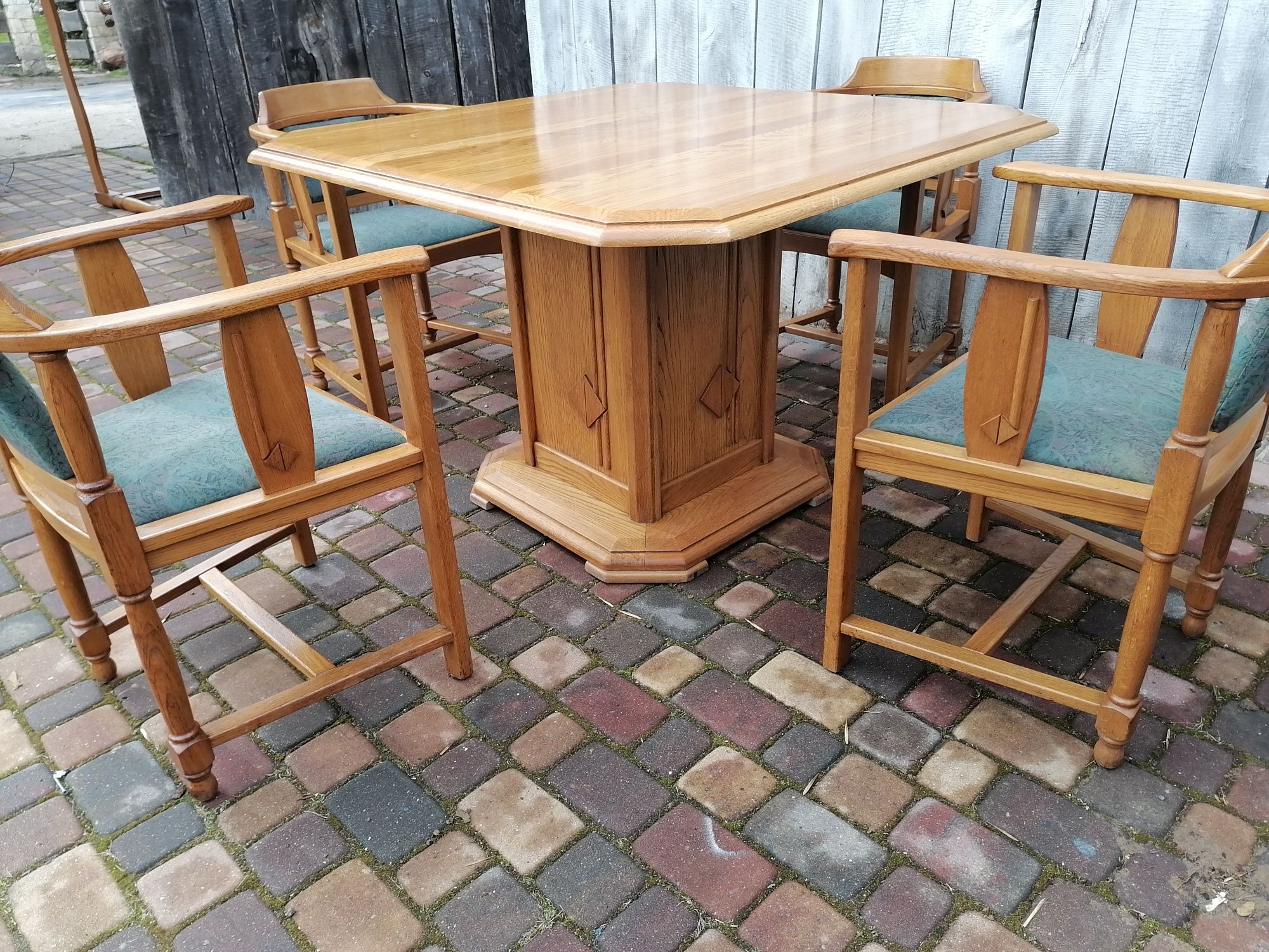 Stół i cztery krzesła art deco prl