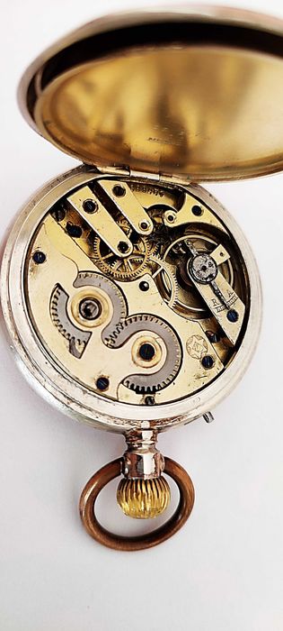 Zegarek kieszonkowy srebrny 0-800 sprawny