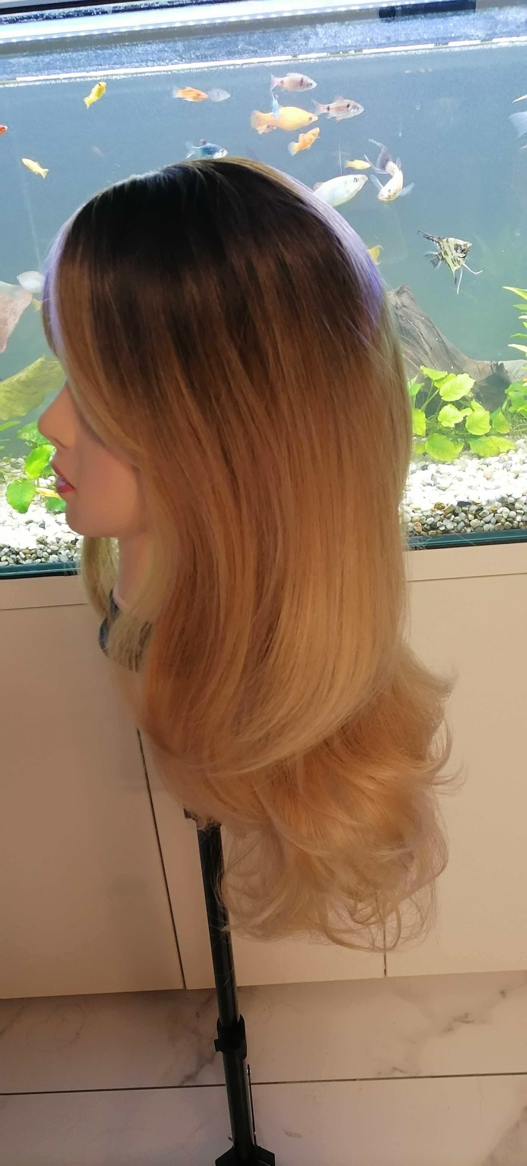 Peruka damska długie włosy blond ombre lekkie fale