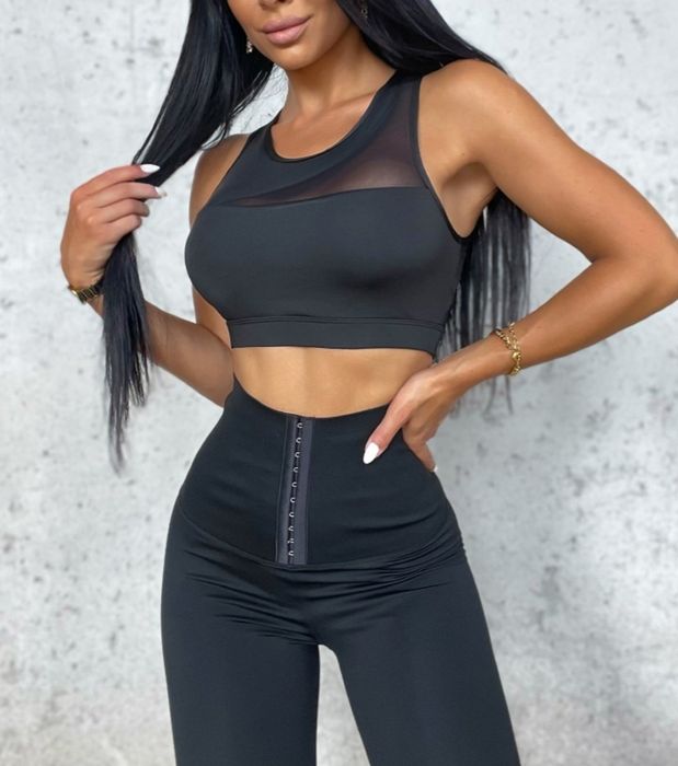 Czarne legginsy damskie modelujące wysoki stan Ilashop 38 M