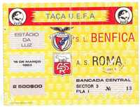 Bilhete futebol - benfica - roma 1983 taça uefa