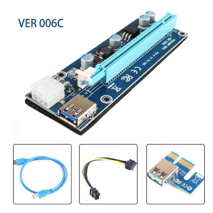 PCI-E 1X to 16X Express Riser Card PCI Extender 60cm USB3.0 ver.006c