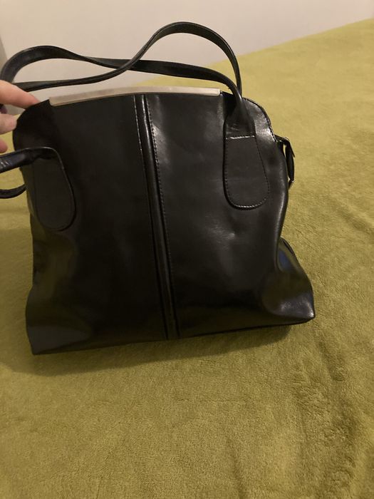 Elegancka torebka damska, czarna skórzana