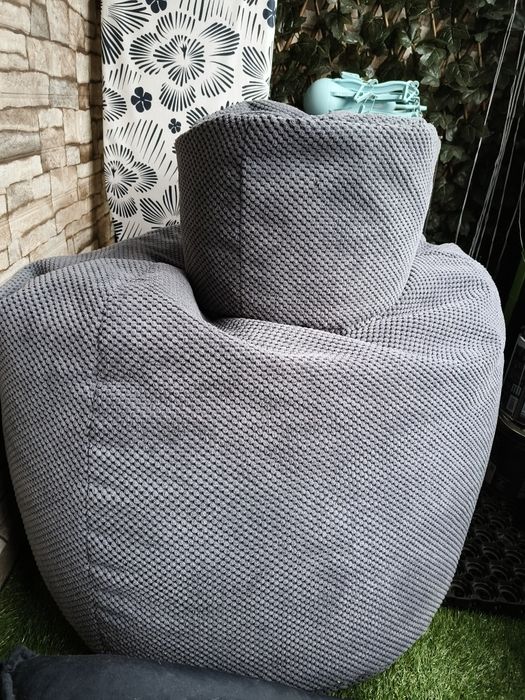 Pufa worek do siedzenia+ podnóżek szara stan idealny