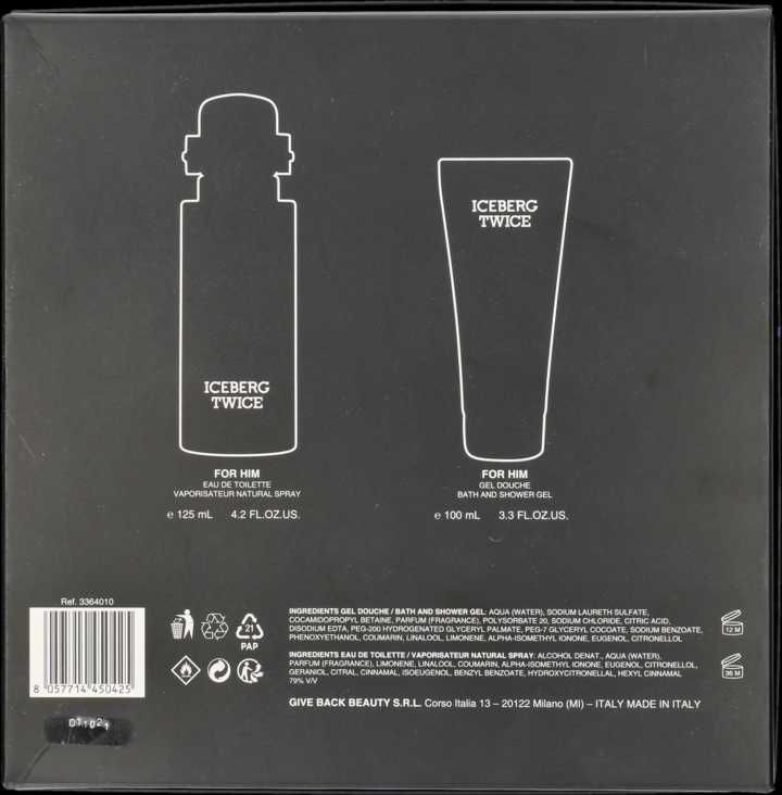 ICEBERG Twice - zestaw woda toaletowa 125 ml + żel pod prysznic 100 ml