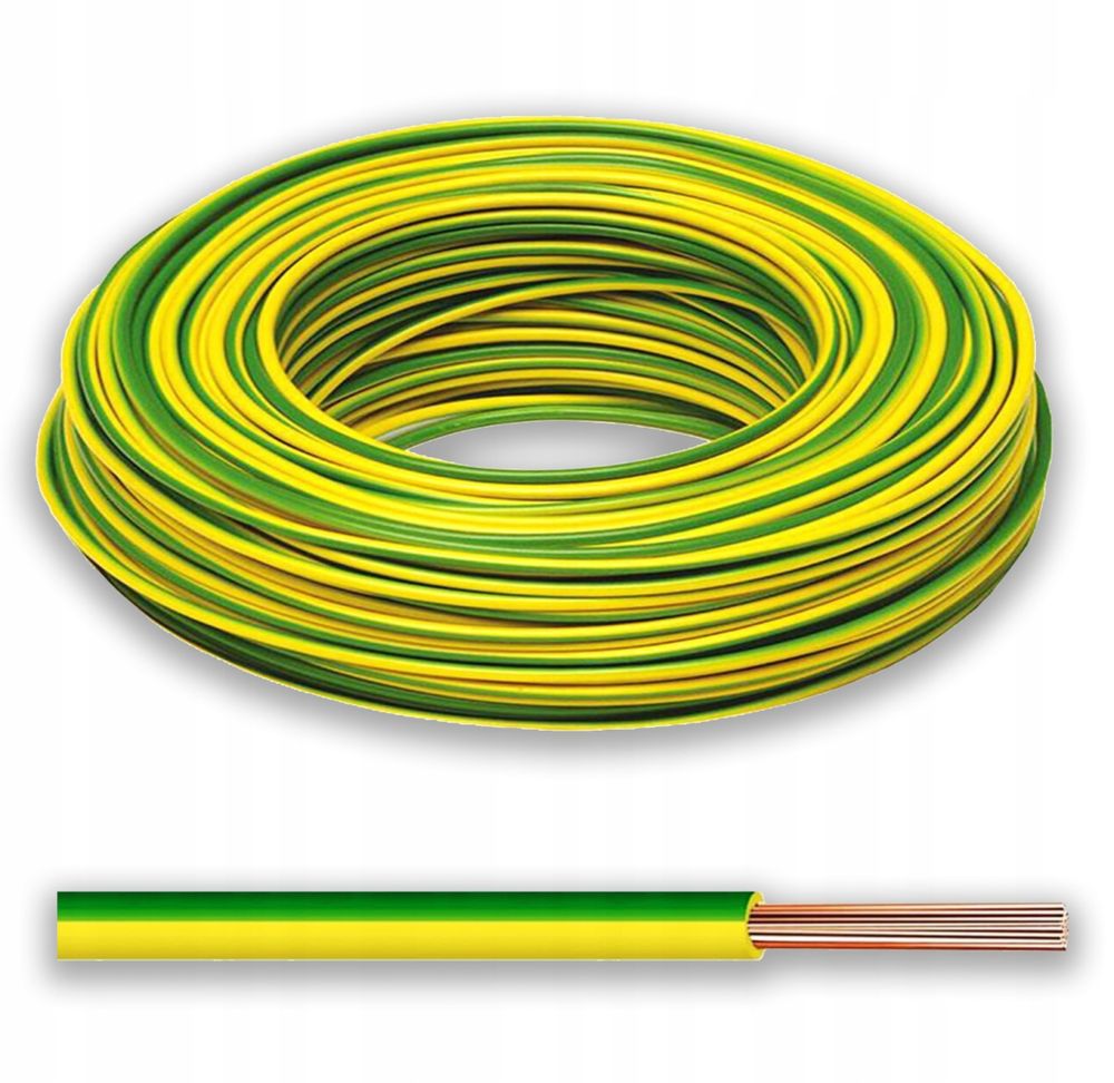 Przewód linka kabel jednożyłowy LGY 16 16mm 16mm2 żółto-zielony