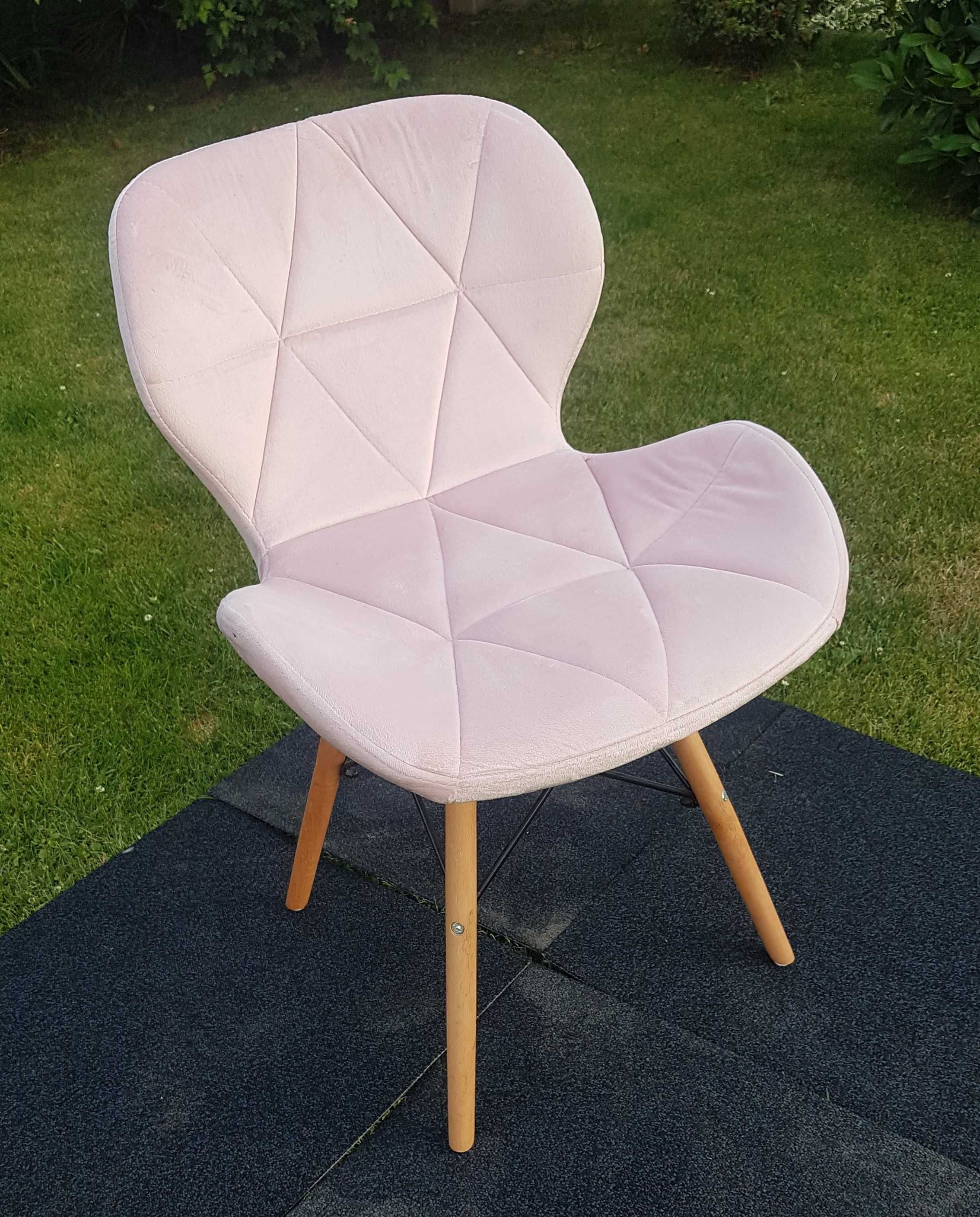 Krzesła Lago różowe welurowe