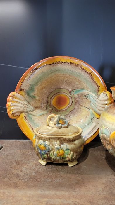 Piękny  niepowtarzalny Komplet przedwojenny dekoracyjny. Porcelana .