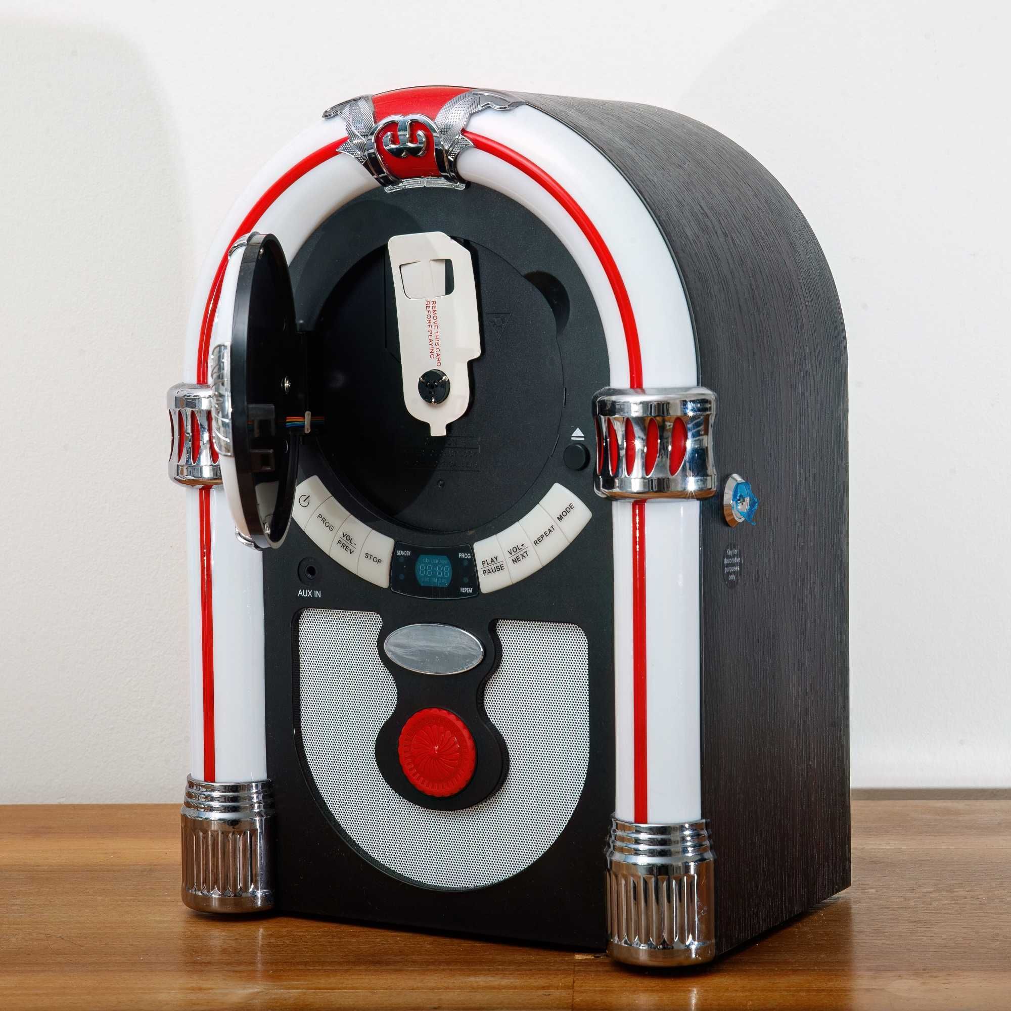 głośnik retro Jukebox – radio, CD, AUX, bluetooth, styl vintage + RGB
