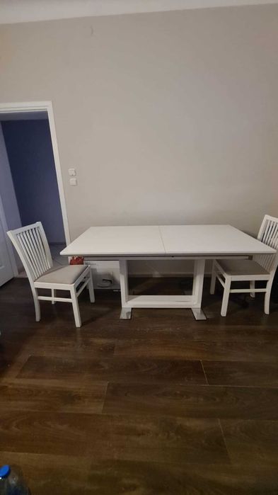 Stół rozkładany, biały, połysk