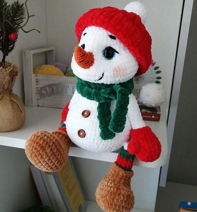 сніговик, іграшки в'язані,ручна робота м'які