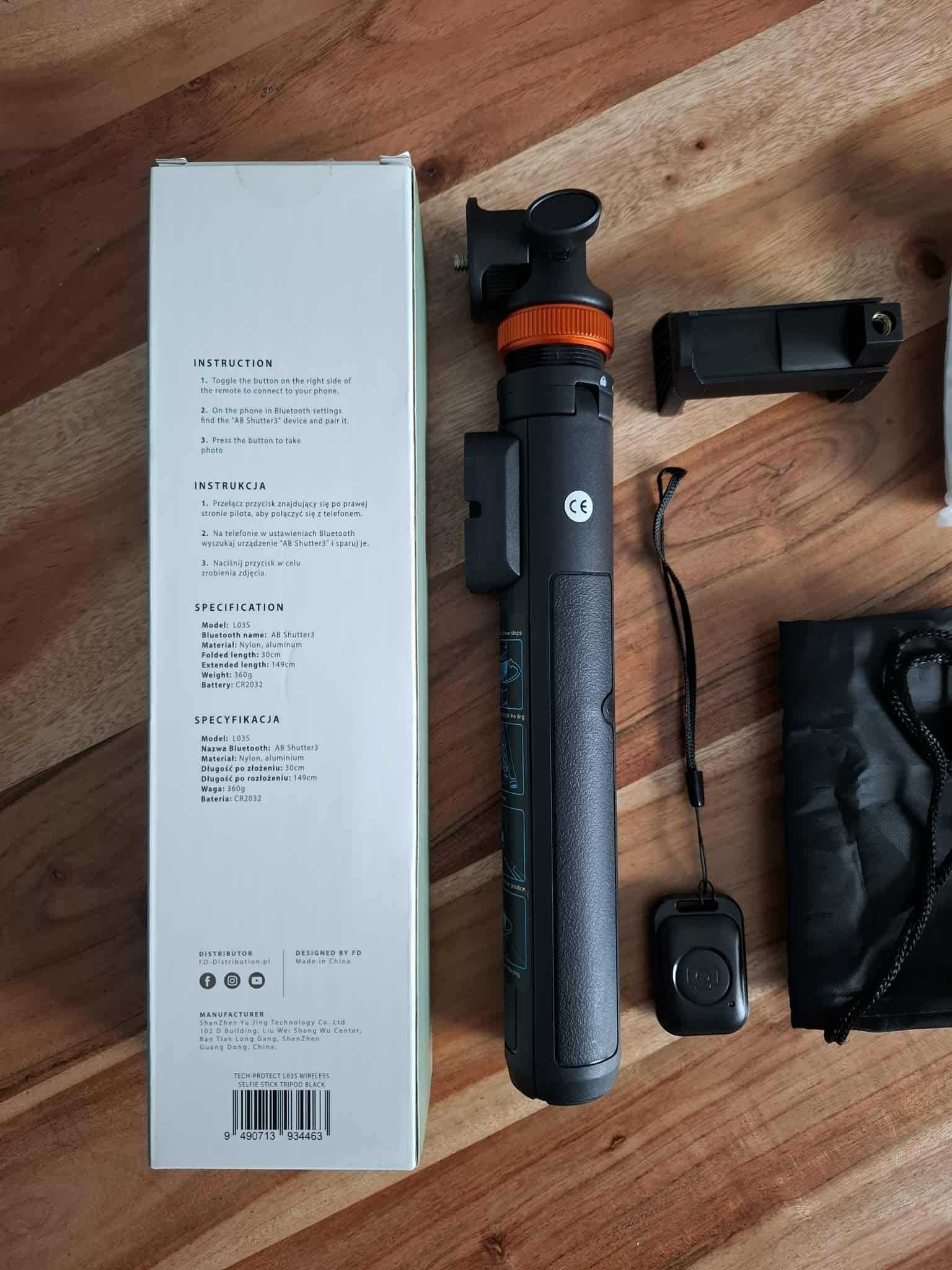Uchwyt selfie TECH-PROTECT L03S Bluetooth Tripod Czarny