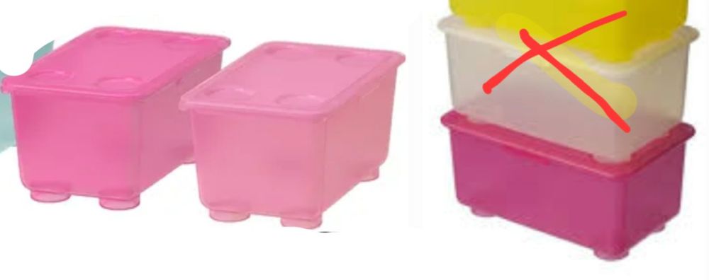 Ikea Glis pudełko z pokrywką 3x różowe zestaw kredki zabawki akcesoria