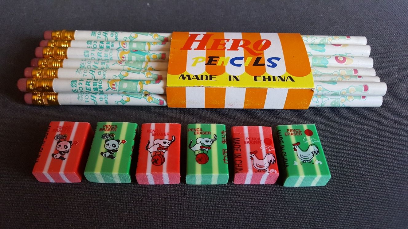 Kultowe chińskie ołówki z gumką Hero PRL  gumka