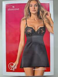 Koszulka + stringi Obsessive Serena Love chemise Czarny XS/S