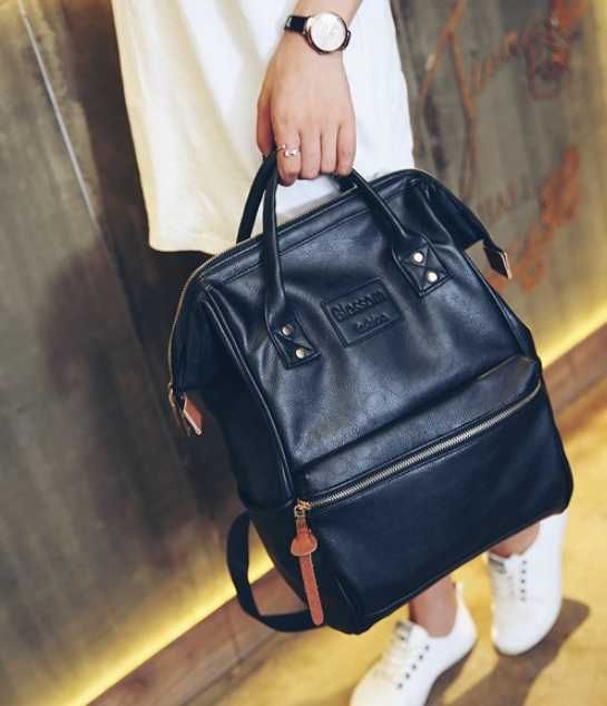 Женский большой городской рюкзак сумка черный сумка-рюкзак эко кожа
