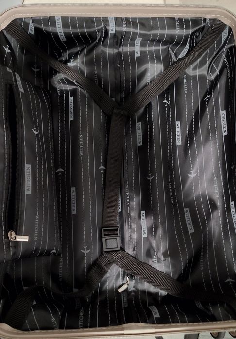 Walizka kabinowa z polikarbonu z kieszenią na laptopa 15" szampańska