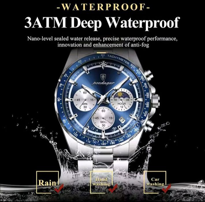 RELÓGIO NOVO MARCA ORIGINAL POEDAGAR á prova de água e cronógrafo